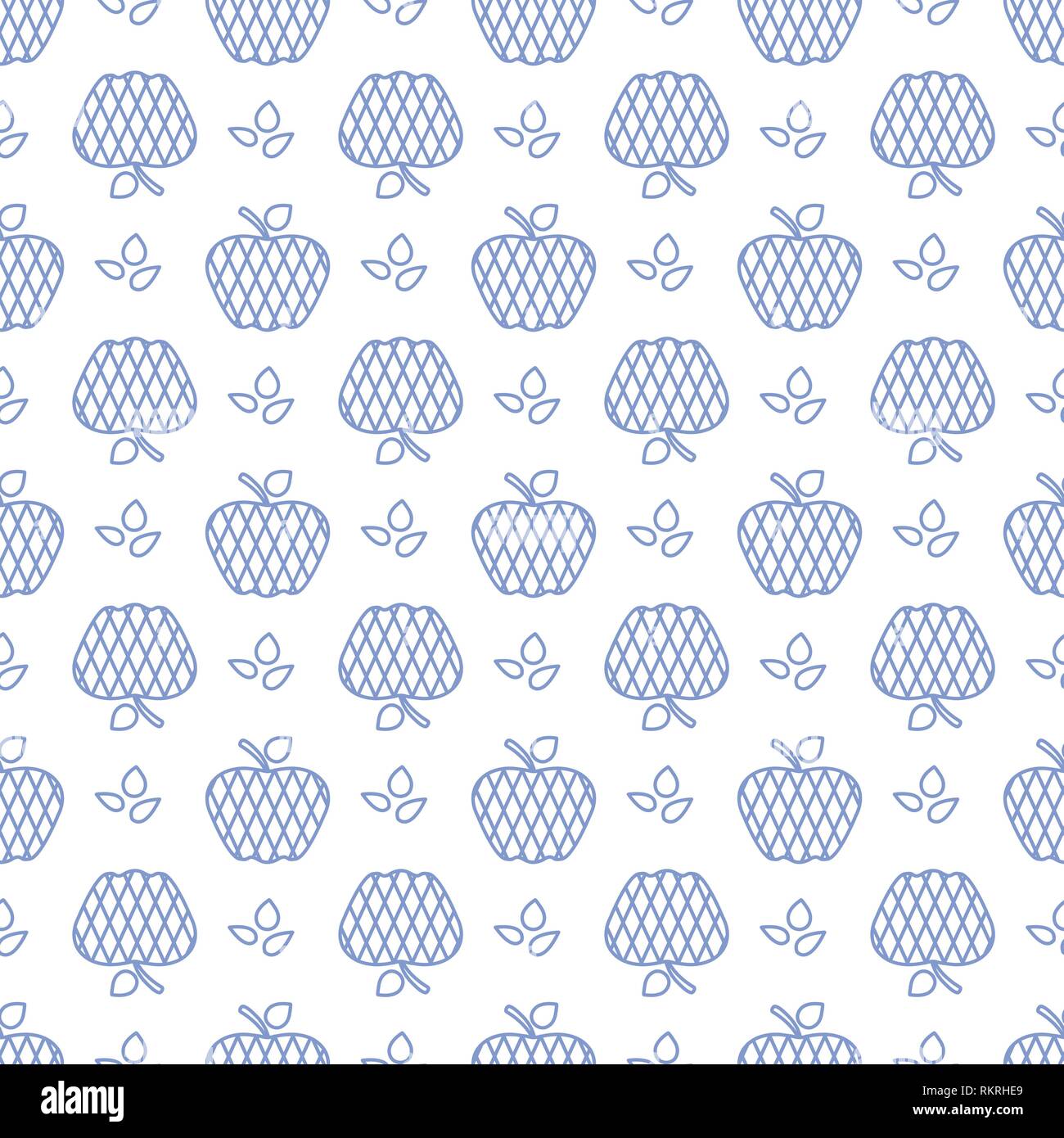 Seamless pattern with apples. Vector illustration with apple and leaf ...