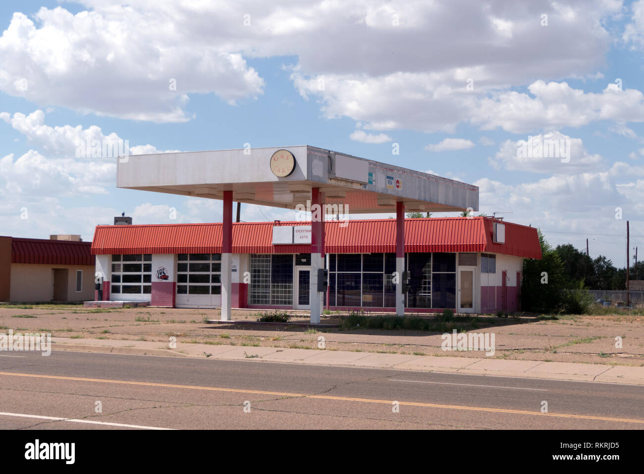 Abandoned gas station on a US highway in Tucumcari, New Mexico, United