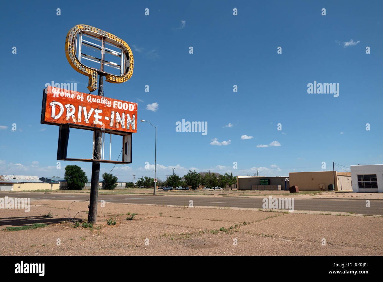 Abandoned fast food restaurant sign in Tucumcari, New Mexico, United
