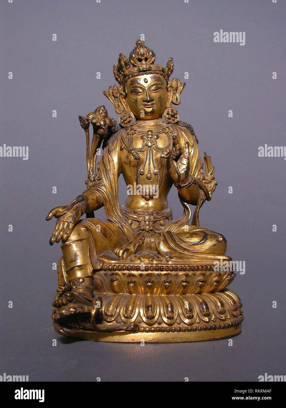 Green Tara, Seated in Pose of Royal Ease (Lalitasana), with Lotus ...