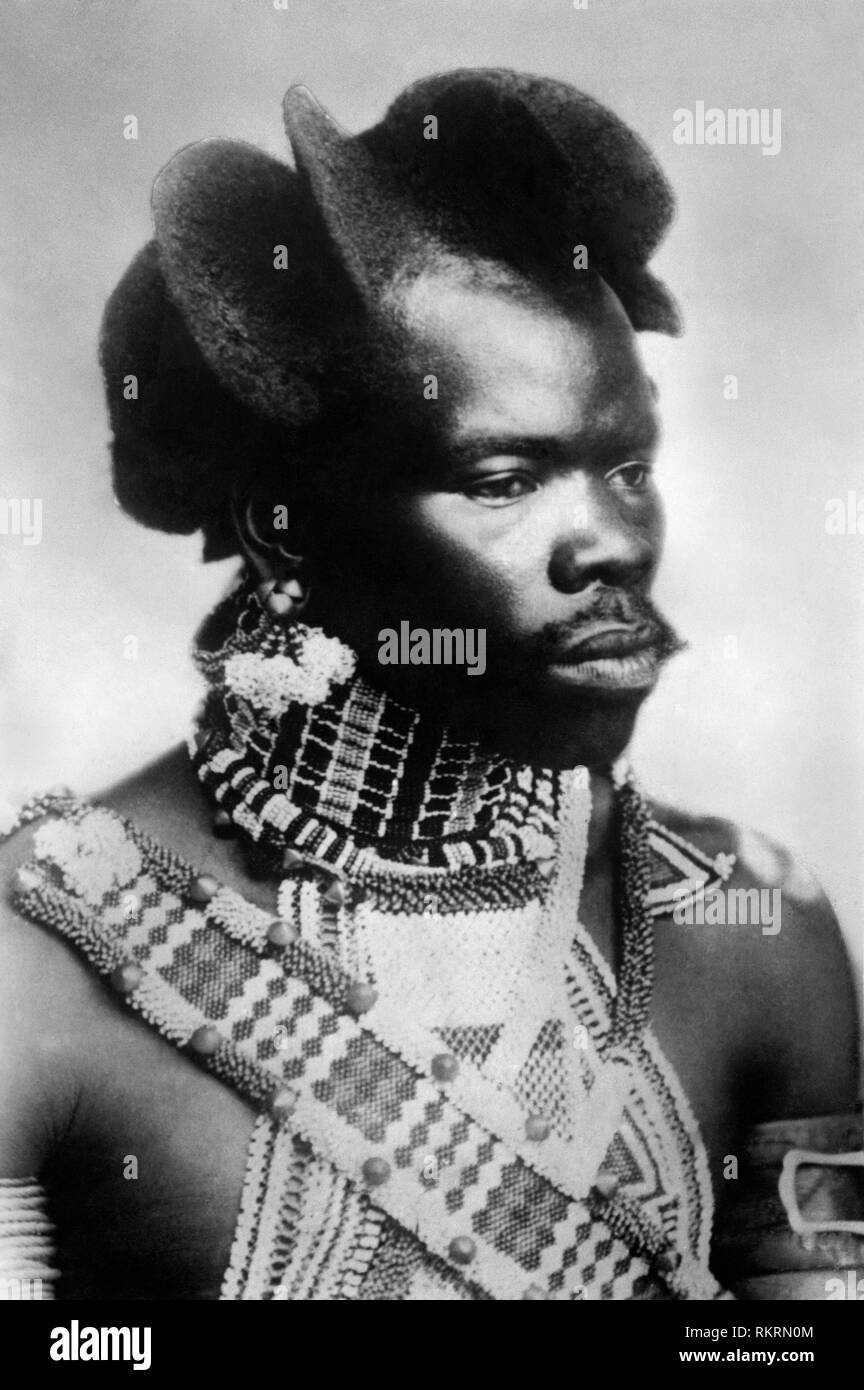 zulu head, zululand, soudafrica, africa 1920 1930 Stock Photo