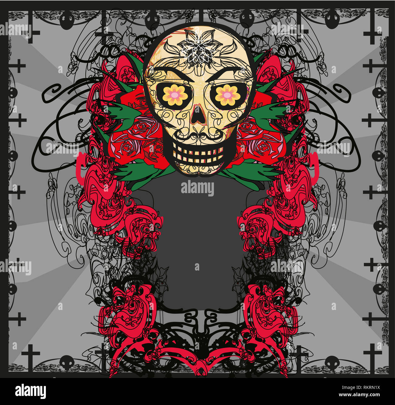 card with mexican skull Stock Photo