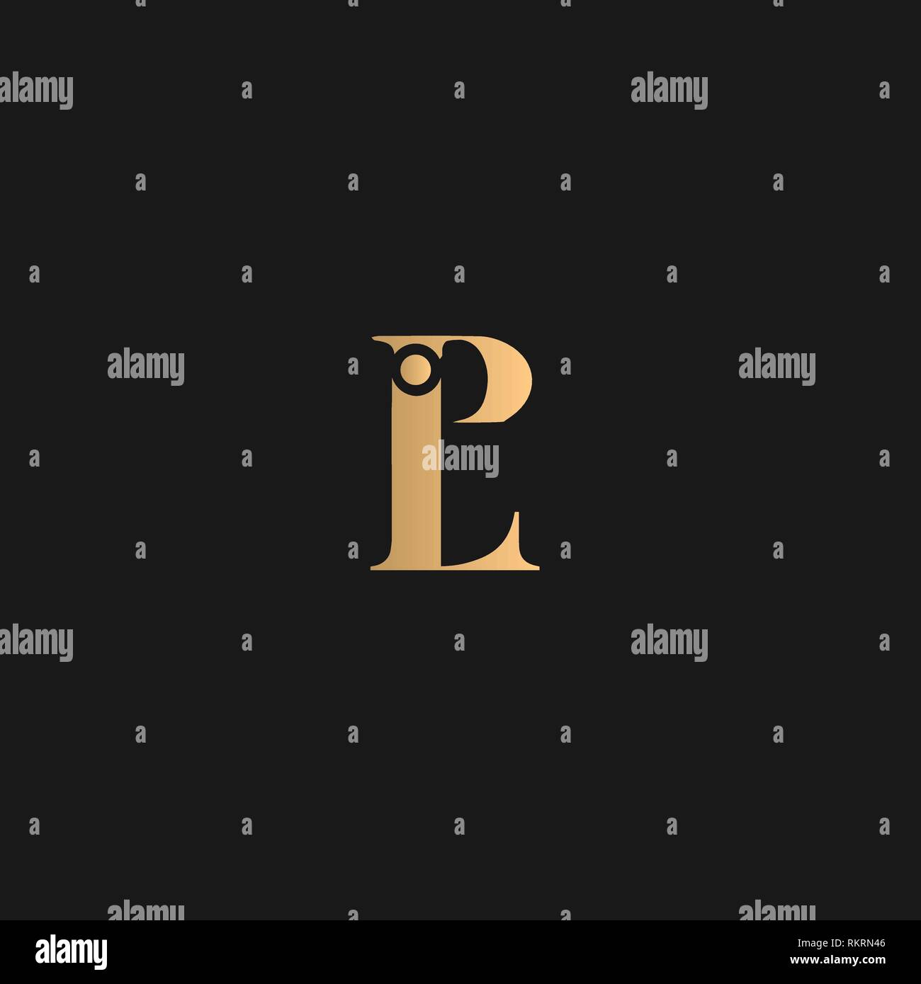 IPL, PIL, I, P, L, logo Vector Golden yellow on black background Stock