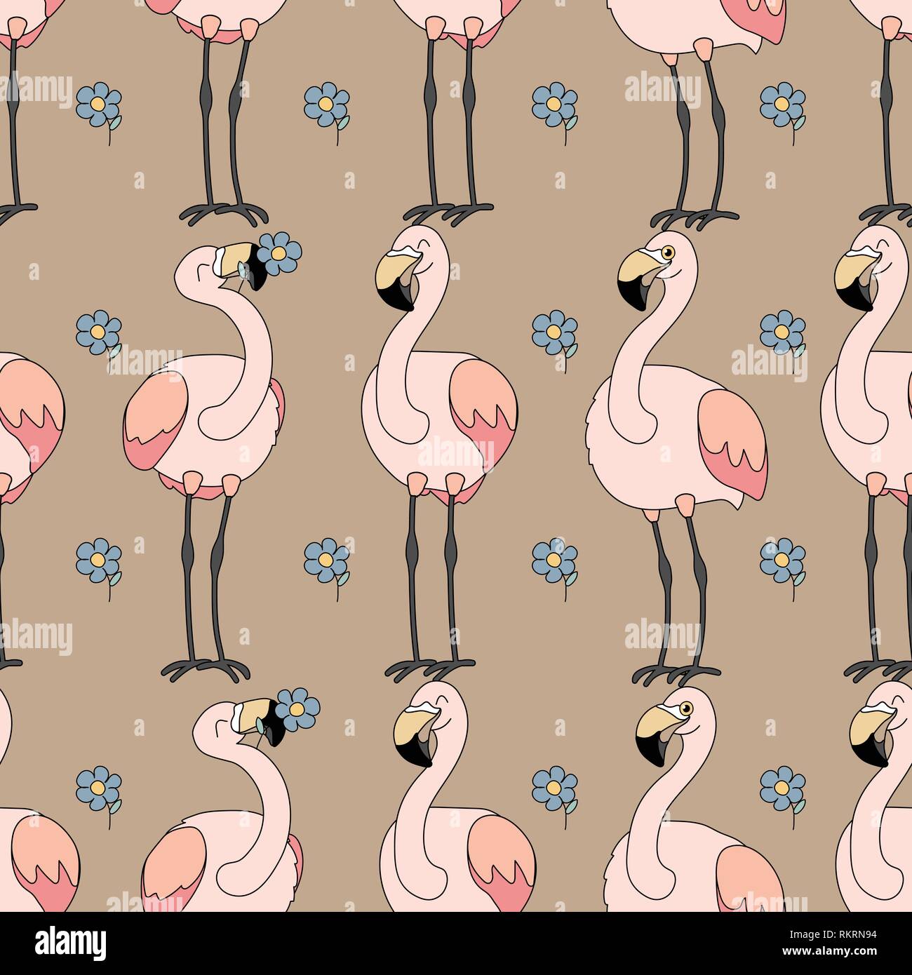 vector seamless pattern cartoon animals paper art Stock Vector