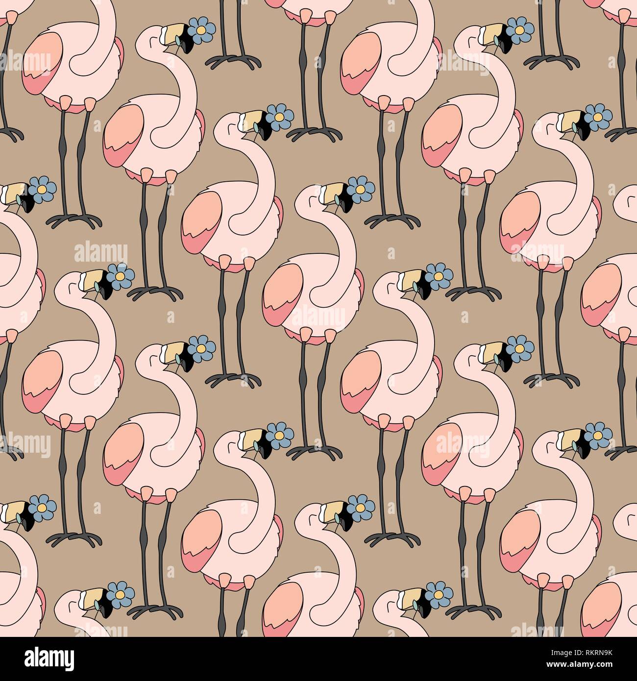 vector seamless pattern cartoon animals paper art Stock Vector