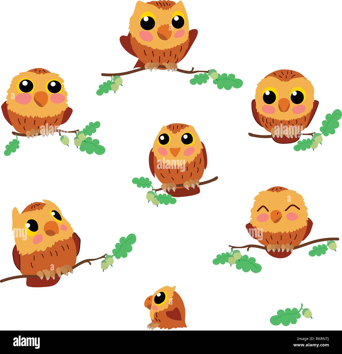 Vector Cartoon Animal Clipart Cute Owl Birds Stock Vector Art
