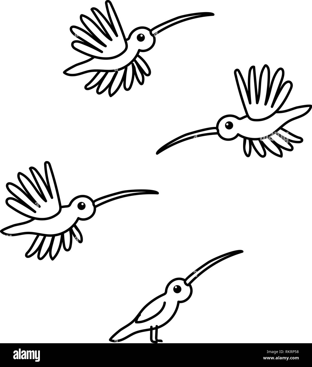 vector cartoon animal clipart little colibri birds Stock Vector Image
