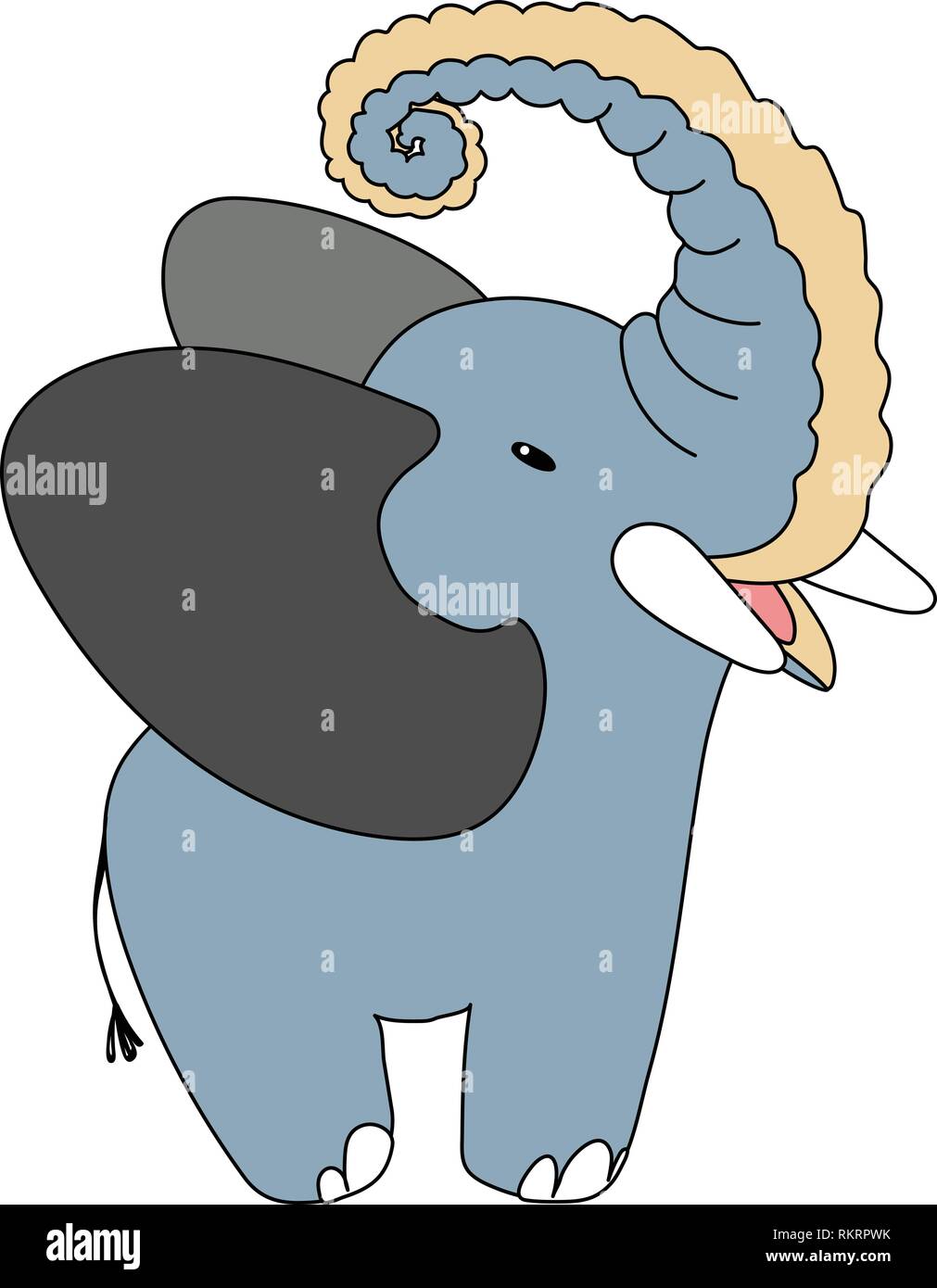 vector cartoon animal clipart happy elephant art Stock Vector