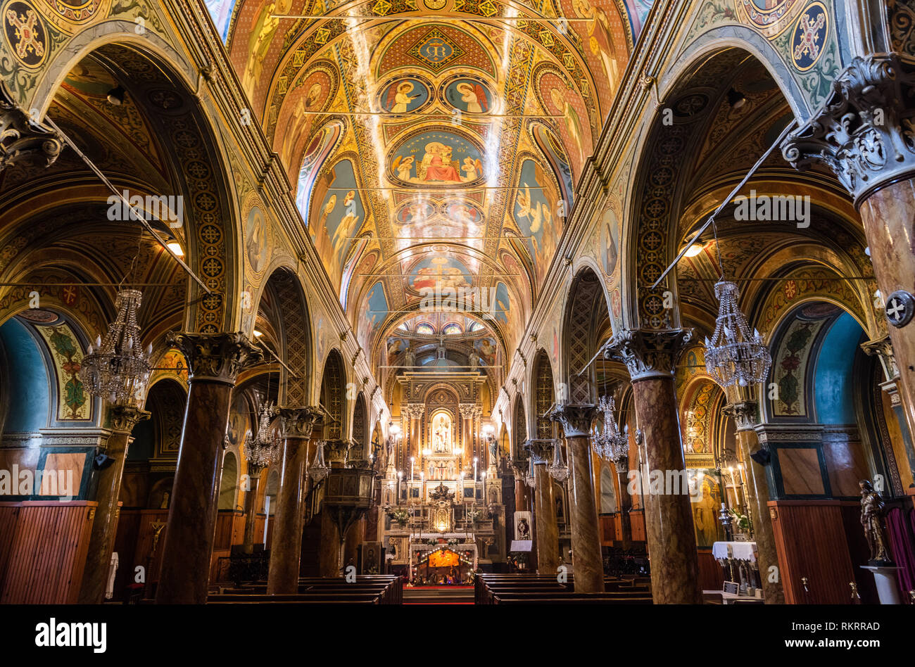 Izmir, Turkey January 26, 2019. Interior view of the Church of St