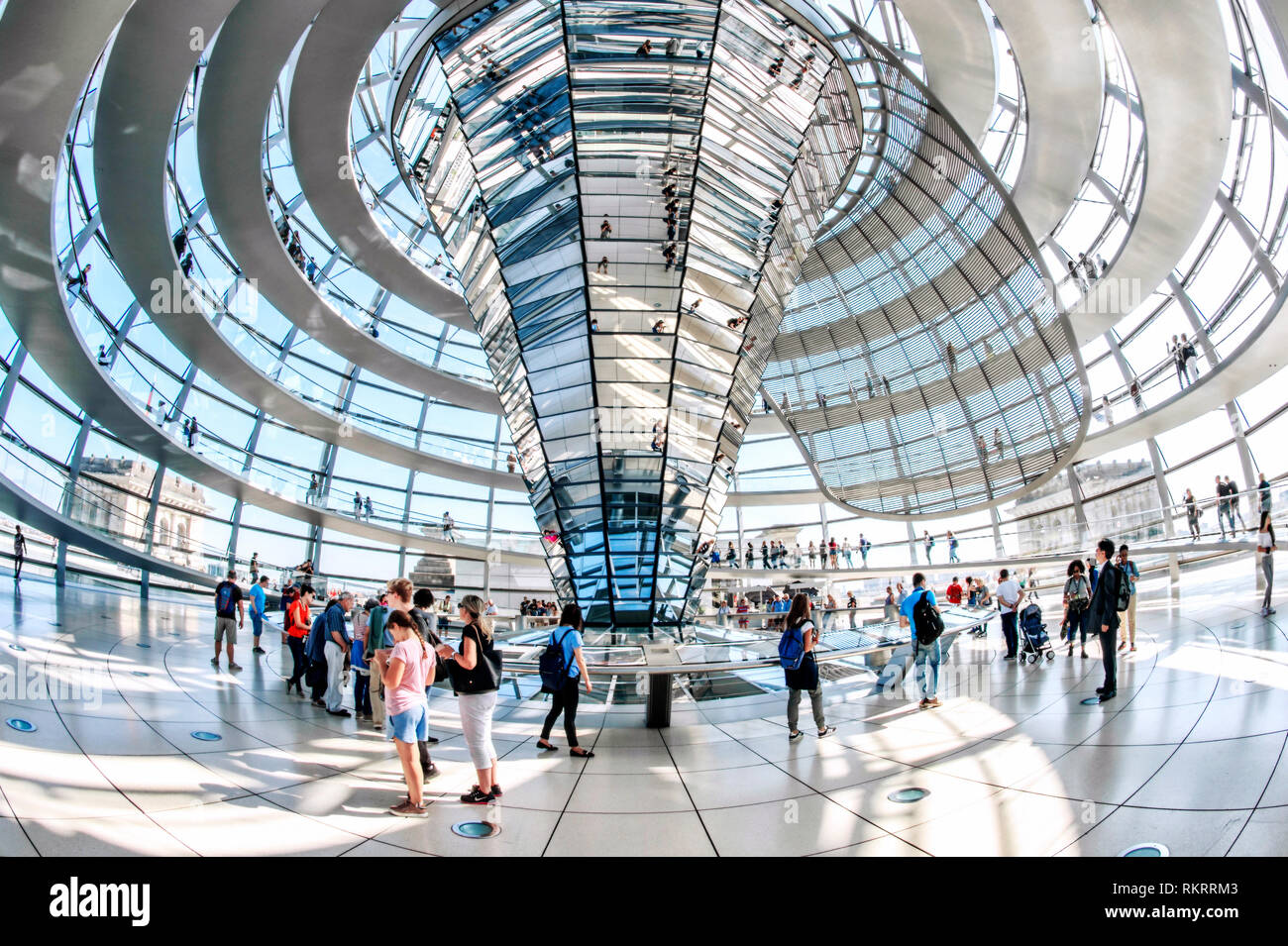 Interior view of the dome on the Reichstag building by architect Sir Norman Foster Stock Photo