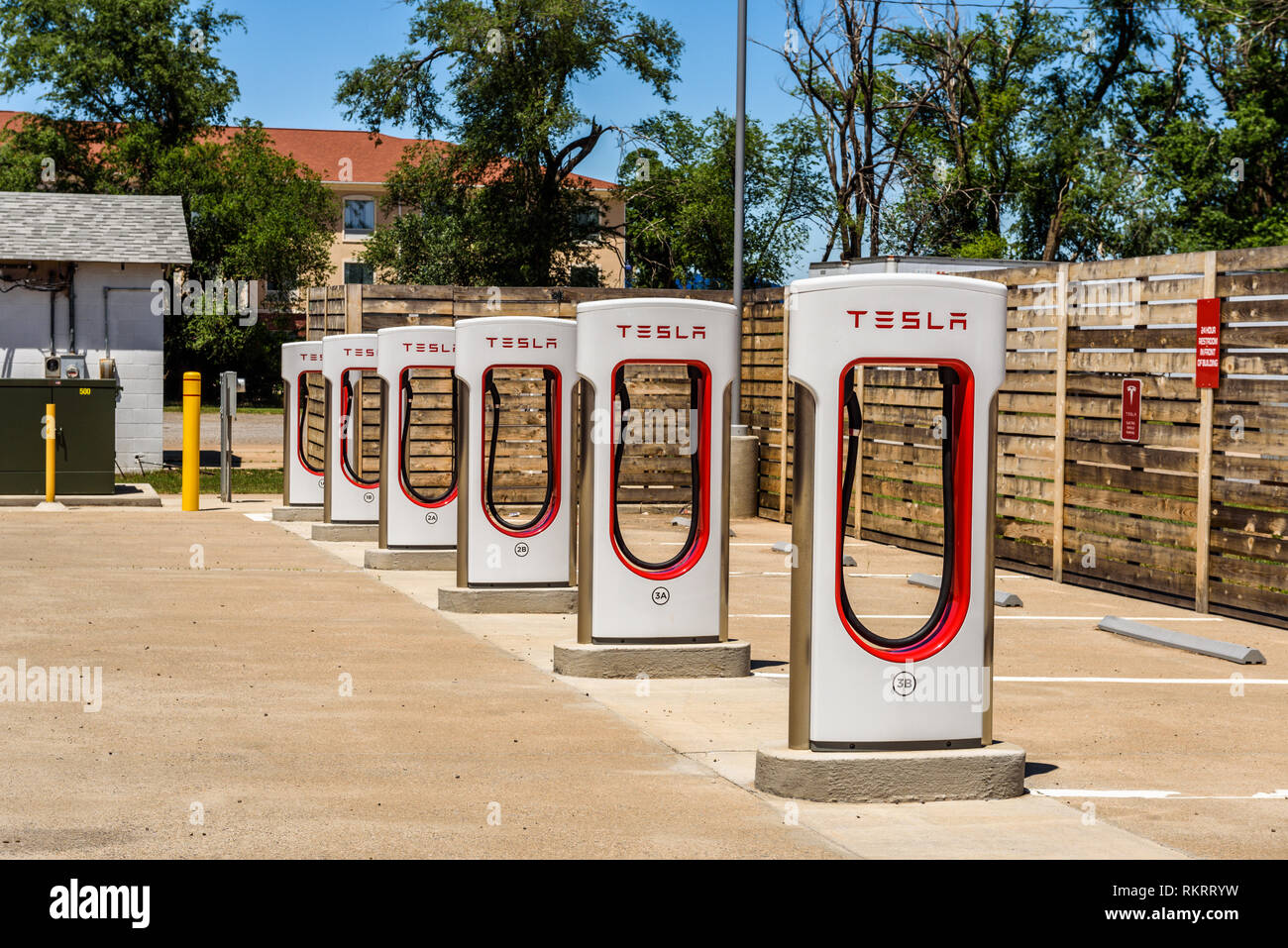 Multiple Tesla chargers in Arizona Stock Photo