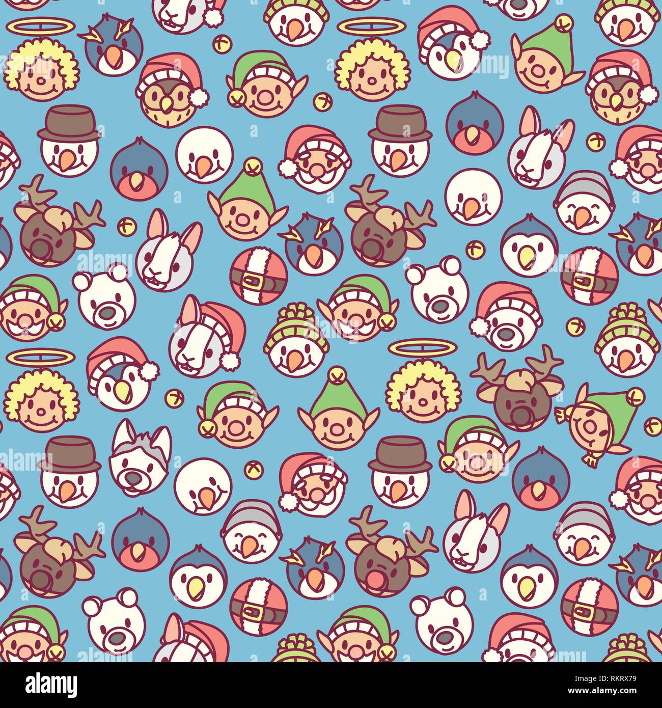 vector christmas seamless pattern flat paper art Stock Vector