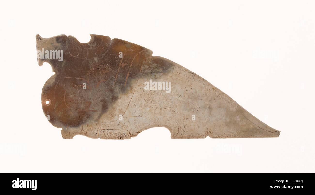 Bird Pendant - Western Zhou period, 11th/10th century B.C. - China - Origin: China, Date: 1100 BC–900 BC, Medium: Jade, Dimensions: 4 5/8 × 2 × 1/16 Stock Photo