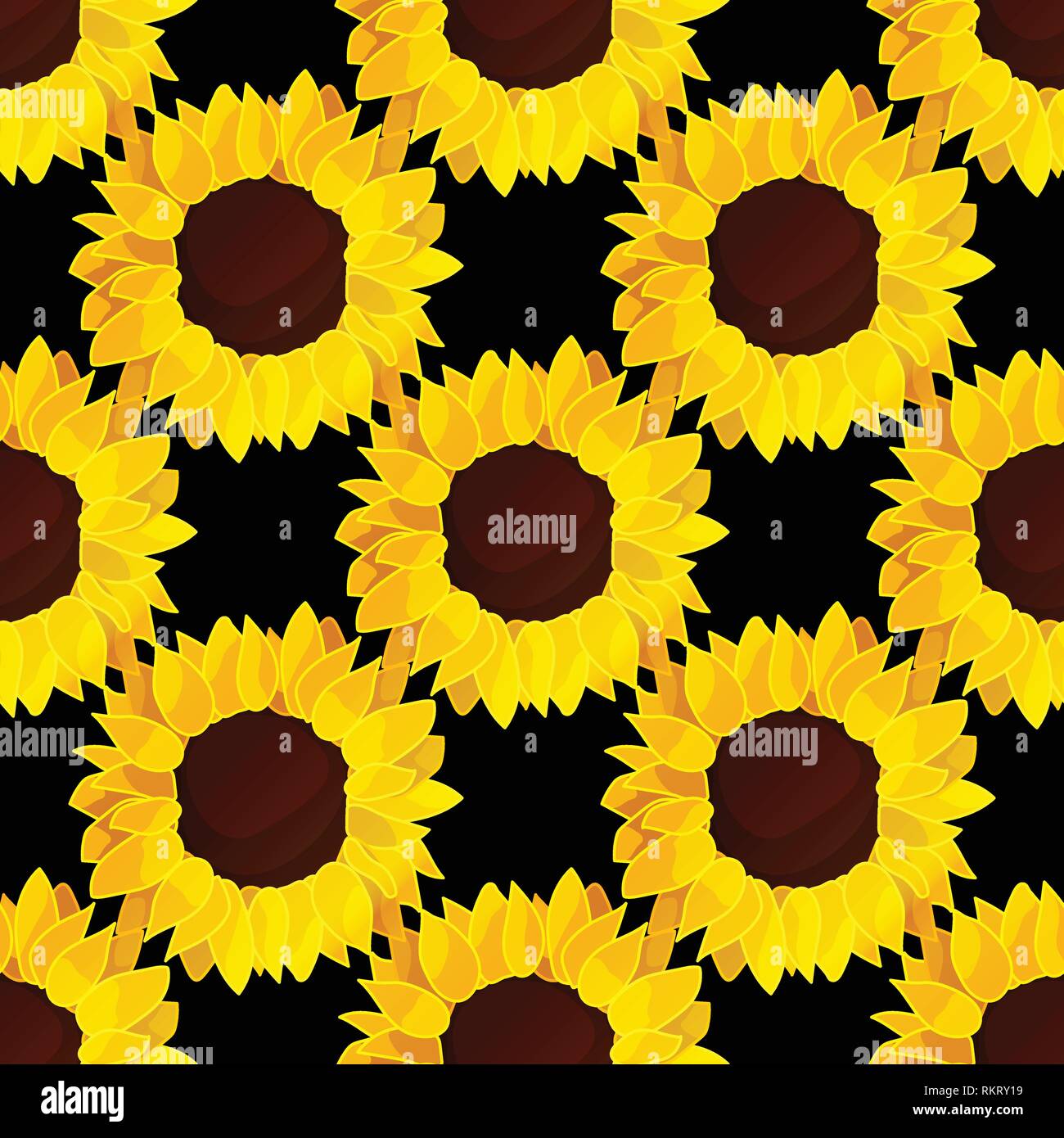 vector sunflower seed head flower seamless pattern Stock Vector
