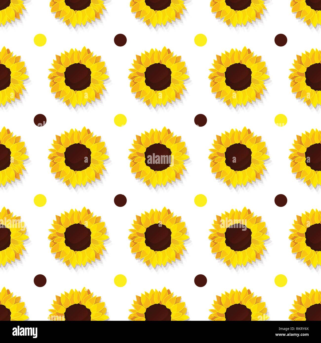 vector sunflower seed head flower seamless pattern Stock Vector