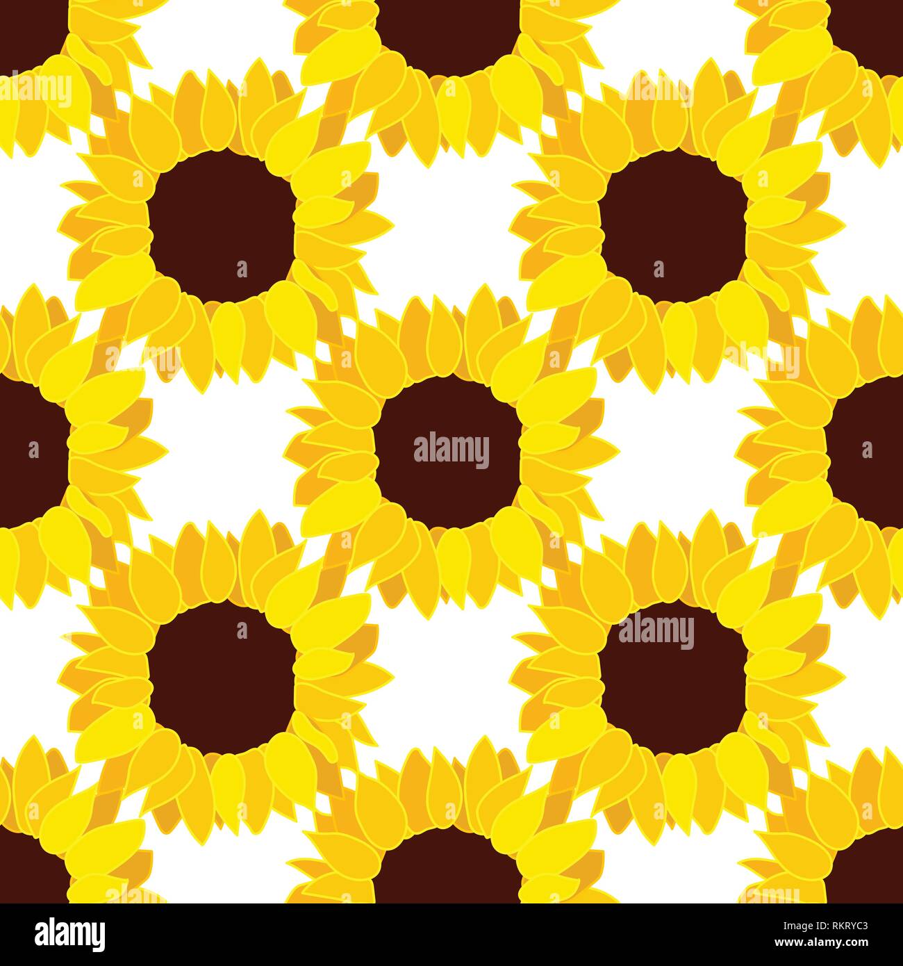 vector sunflower seed head flower seamless pattern Stock Vector