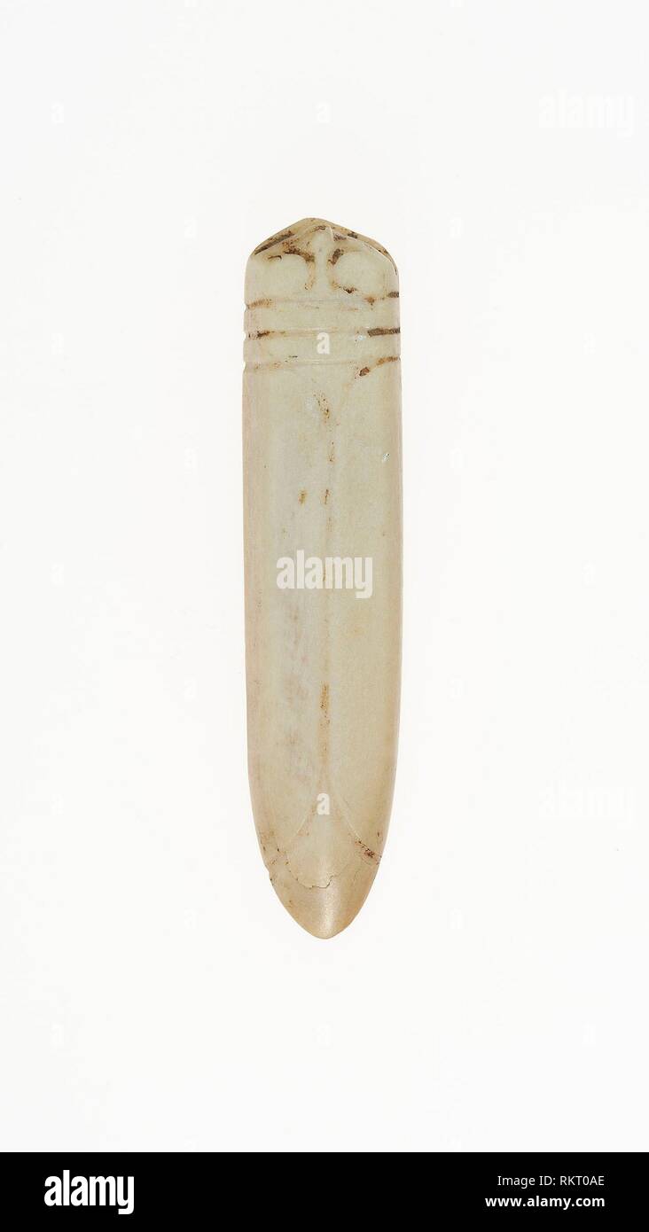 Cicada pendant - Shang or Western Zhou period, 13th/10th century B.C. - China - Origin: China, Date: 1300 BC–900 BC, Medium: Jade, Dimensions: 1 7/8 Stock Photo