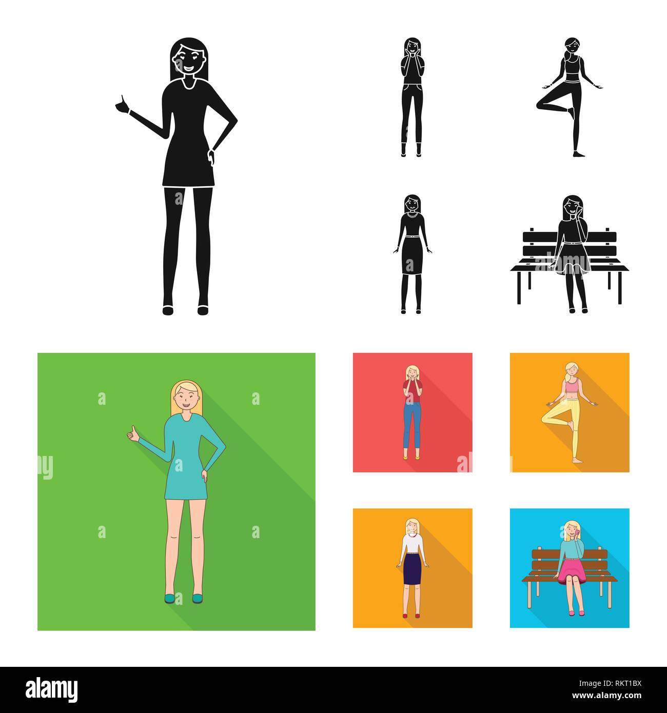 Vector design of posture and mood icon. Collection of posture and ...