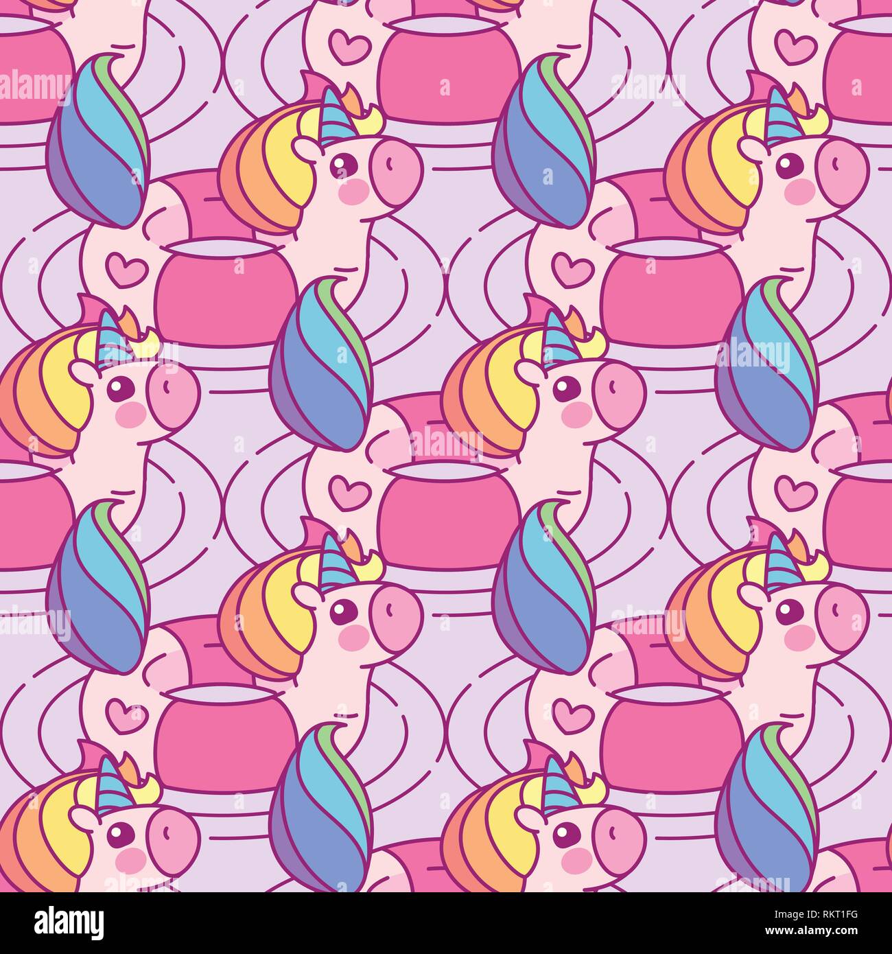 vector rainbow unicorn seamless pattern wall art Stock Vector
