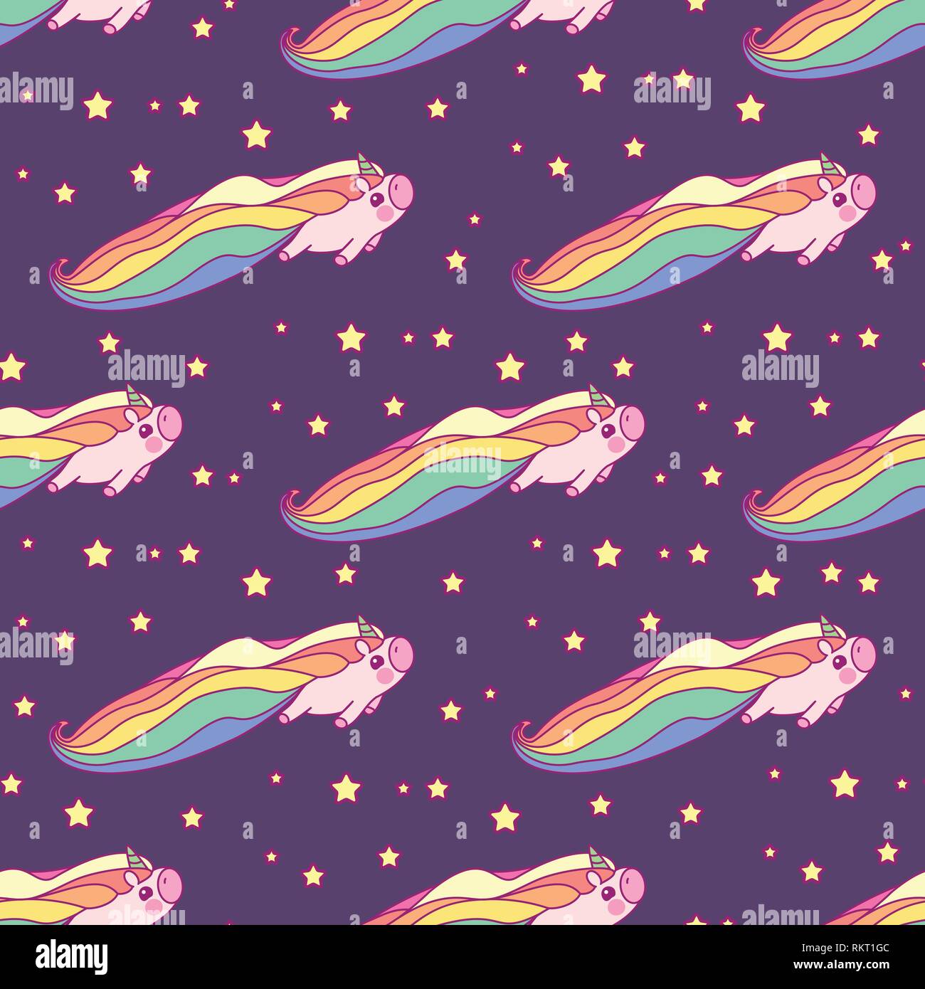vector rainbow unicorn seamless pattern wall art Stock Vector