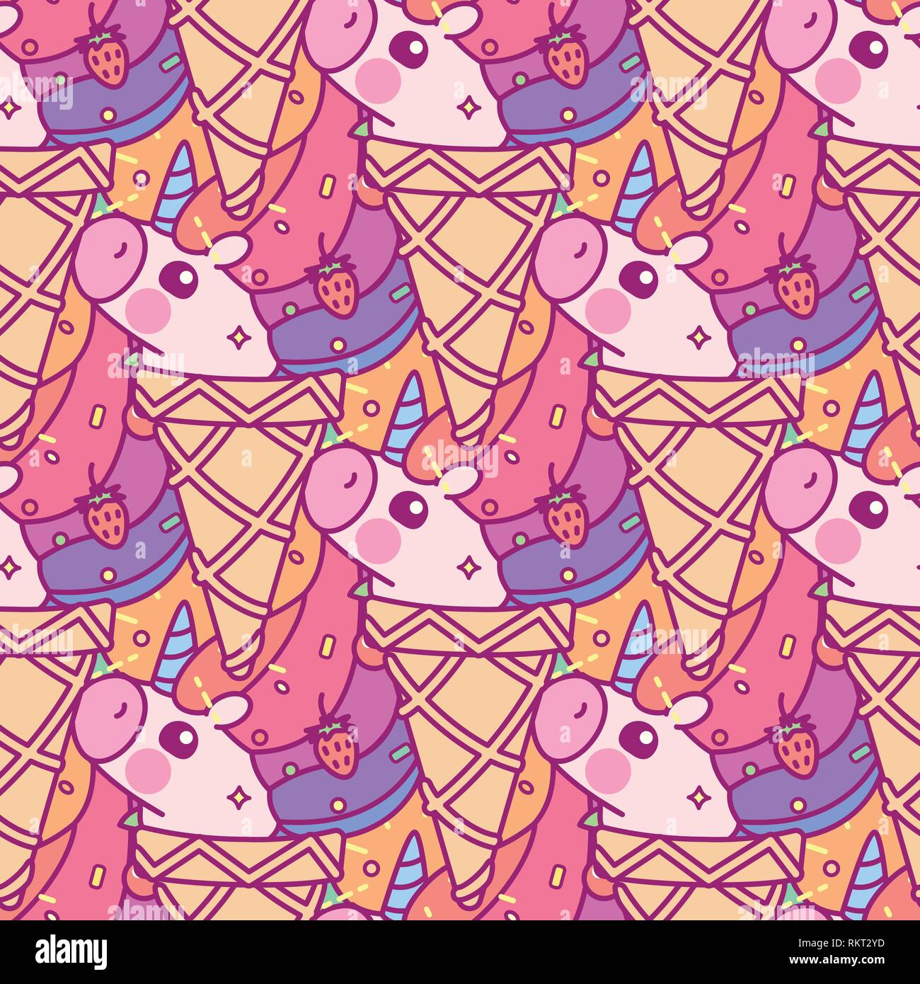 vector rainbow unicorn seamless pattern wall art Stock Vector