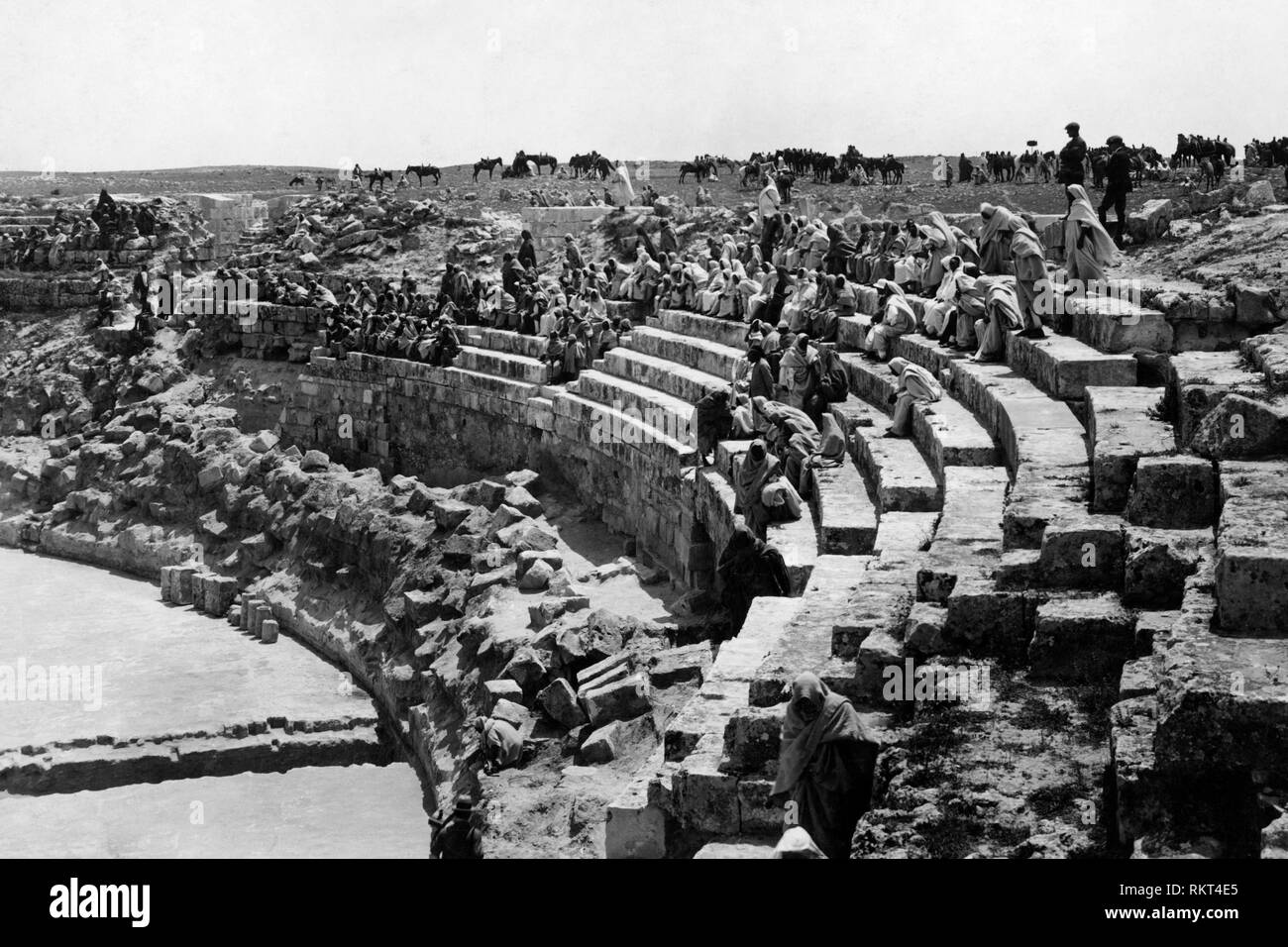 Leptis magna amphitheatre Black and White Stock Photos & Images - Alamy