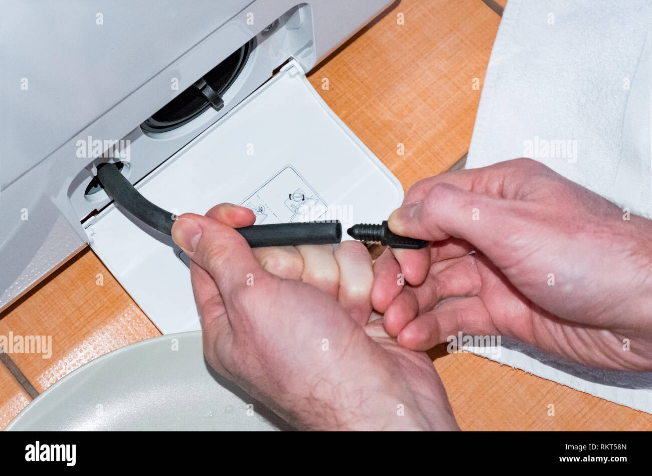 The master carries out maintenance of the washing machine. Filter