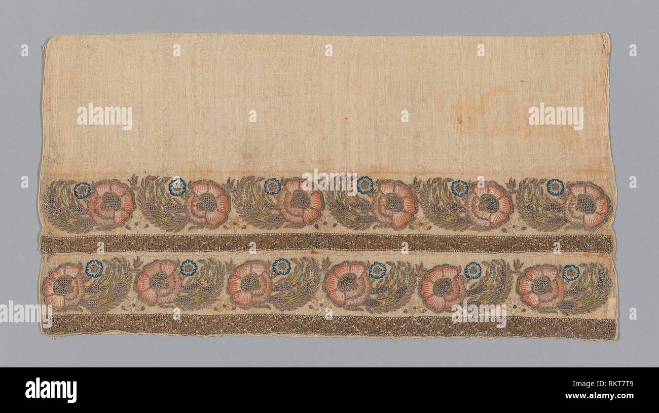 Towel or Napkin (Altered) - 19th century - Turkey - Origin: Turkey, Date: 1801–1900, Medium: Embroidered, Dimensions: 28.2 x 53.4 cm (11 1/8 x 21 in.) Stock Photo