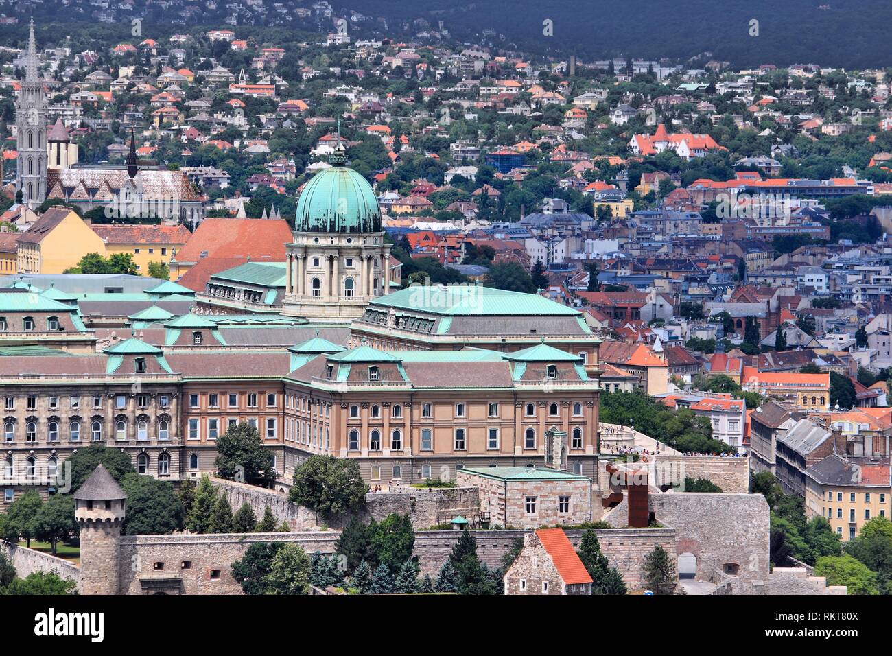 Budapest, Hungary - cityscape with Buda Castle. Old Town aerial view ...