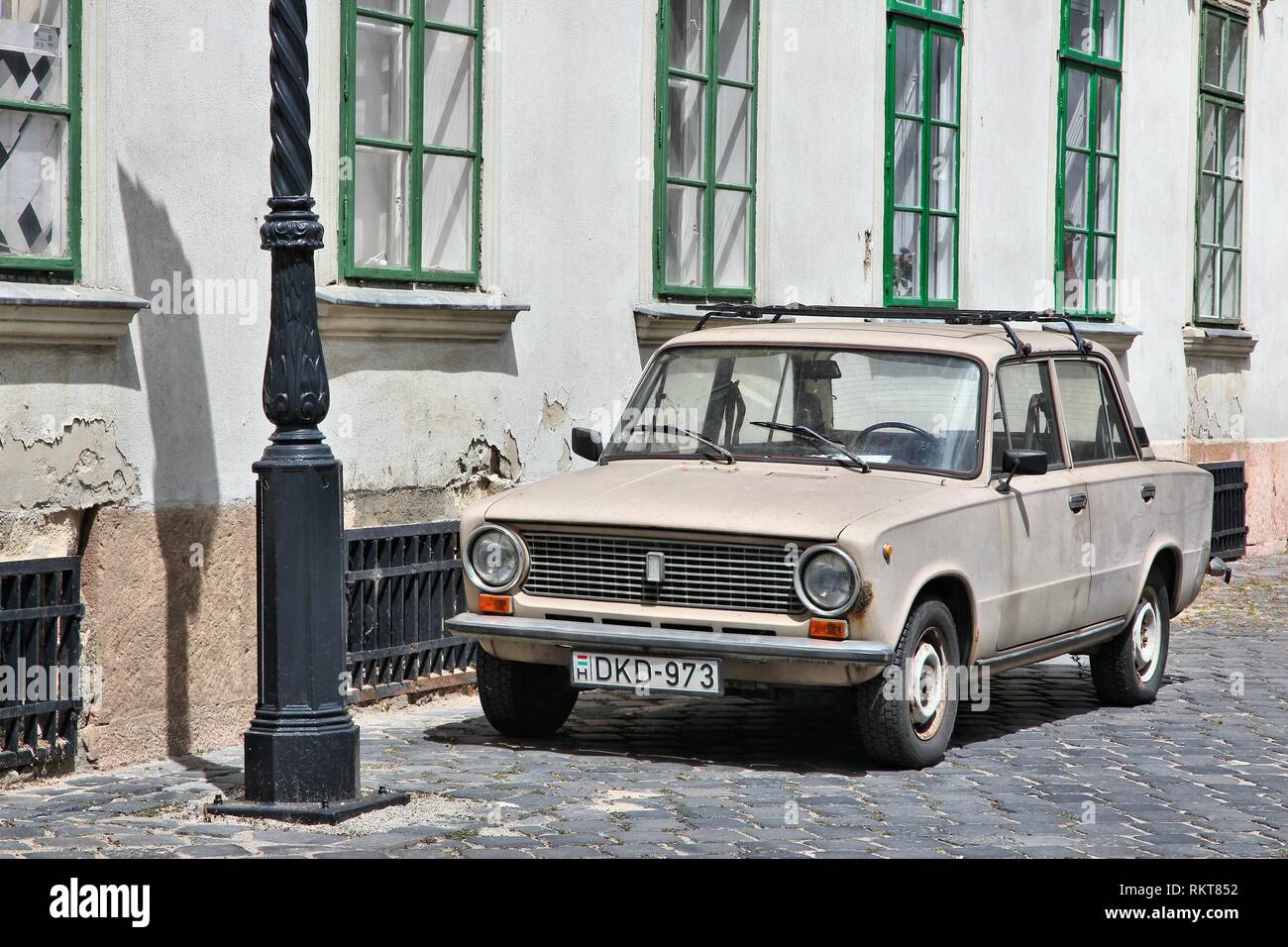 BUDAPEST, HUNGARY - JUNE 21, 2014: Classic Lada 1200 car parked in Budapest, Hungary. The car is also known as VAZ 2101 or Zhiguli. Stock Photo