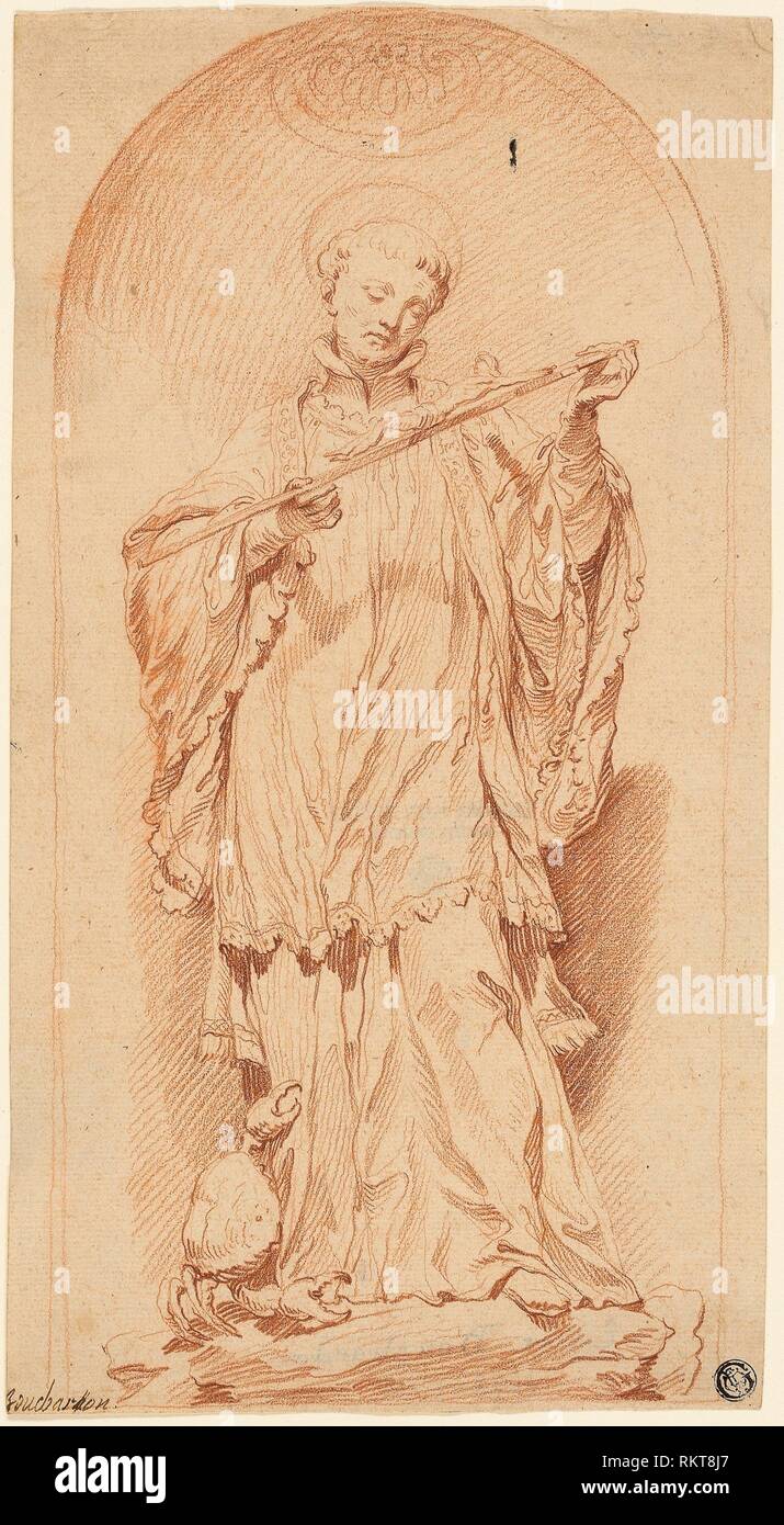 Saint Francis Holding a Crucifix - Attributed to Edme Bouchardon (French, 1698-1762) after Pierre Legros II (French, 1666-1719) - Artist: Edme Stock Photo