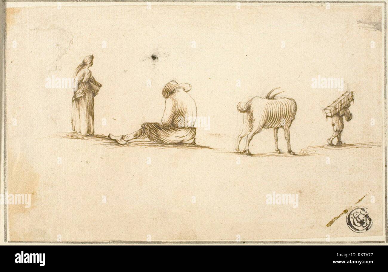 https://c8.alamy.com/comp/RKTA77/sketches-of-standing-woman-seated-man-goat-and-man-carrying-box-on-back-after-stefano-della-bella-italian-1610-1664-artist-stefano-della-RKTA77.jpg