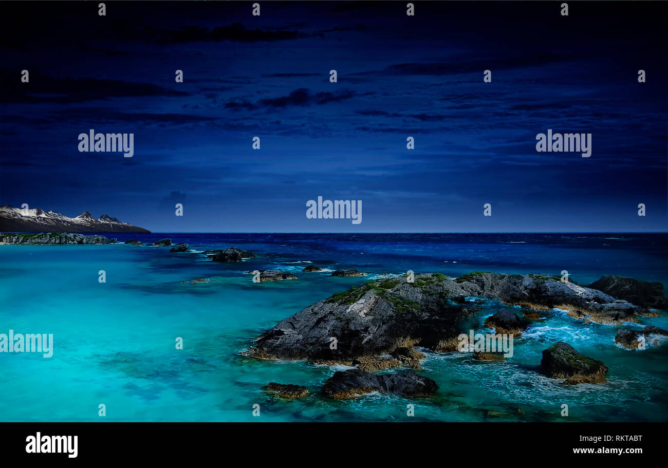 Ocean Rocks Night Wallpaper Sea Night Stones