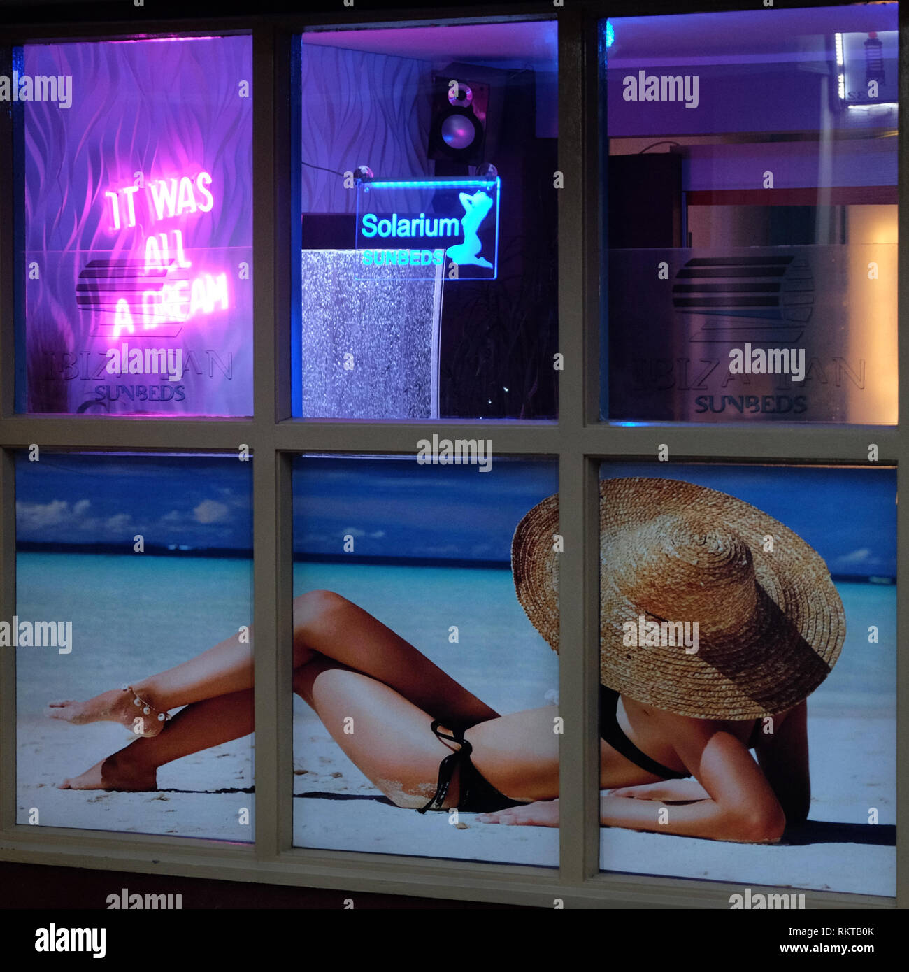 'It was all a dream' Tanning shop in Carrickfergus, Northern Ireland. Stock Photo