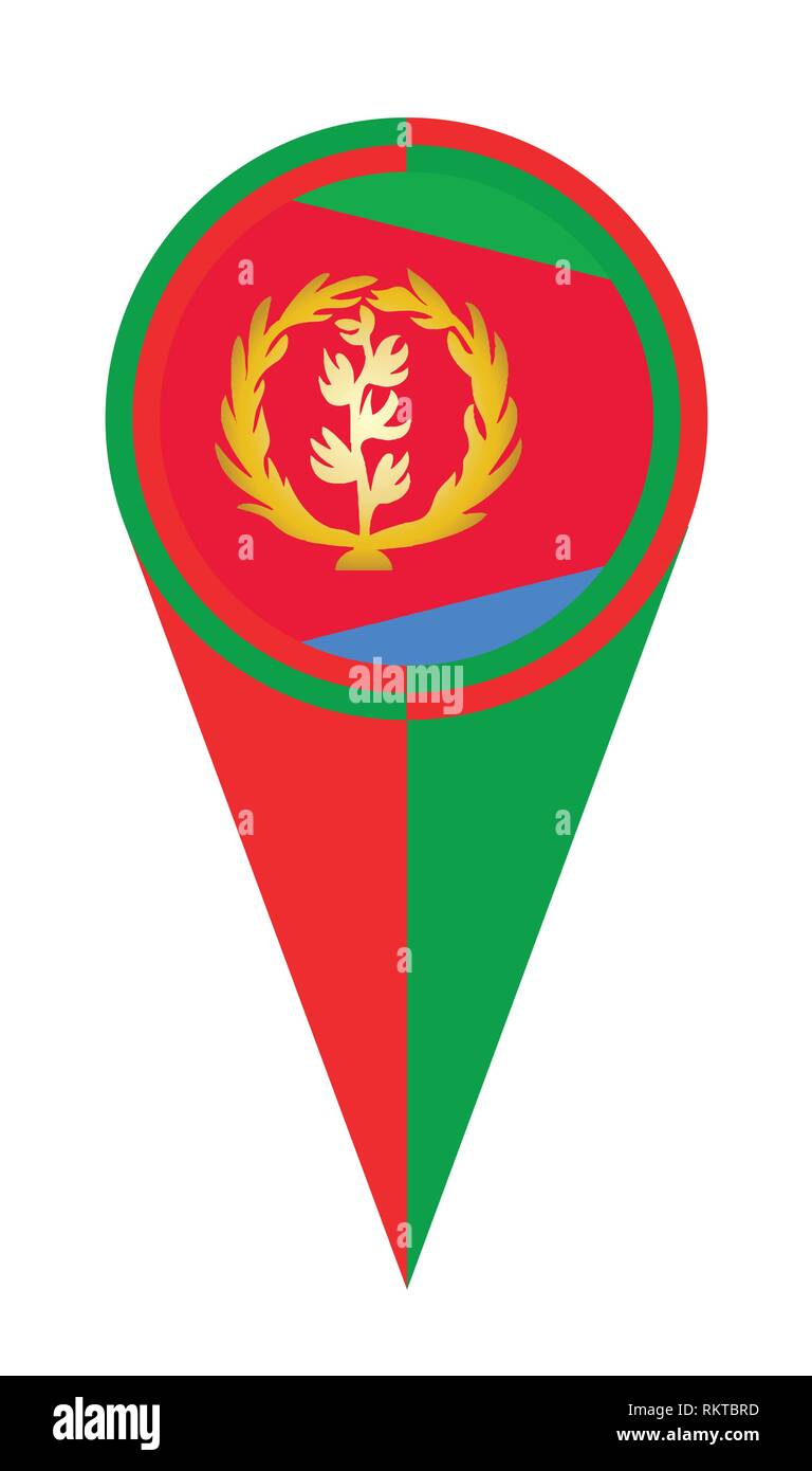 Eritrea map pointer pin icon location flag marker Stock Vector