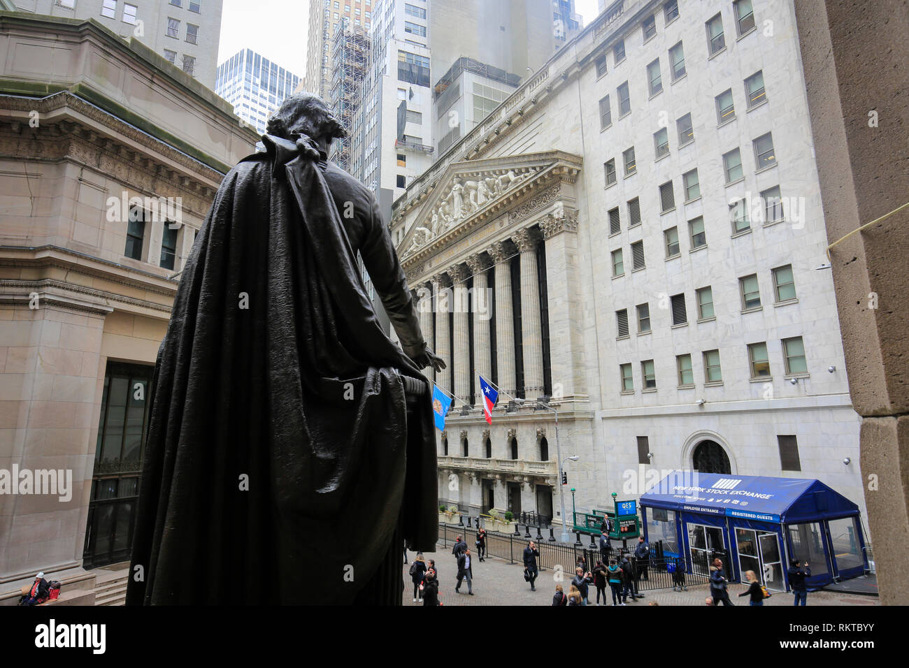 New York City, New York, United States of America - Stock Exchange, Wall Street, Stock Exchange, statue of Washington, Manhattan, New York City, New Y Stock Photo