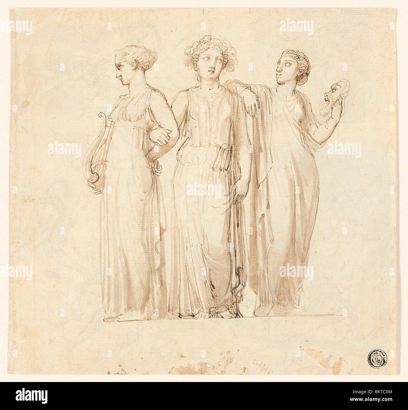 Three Muses (recto); Study of Knight and Monk for an Illustration in a ...