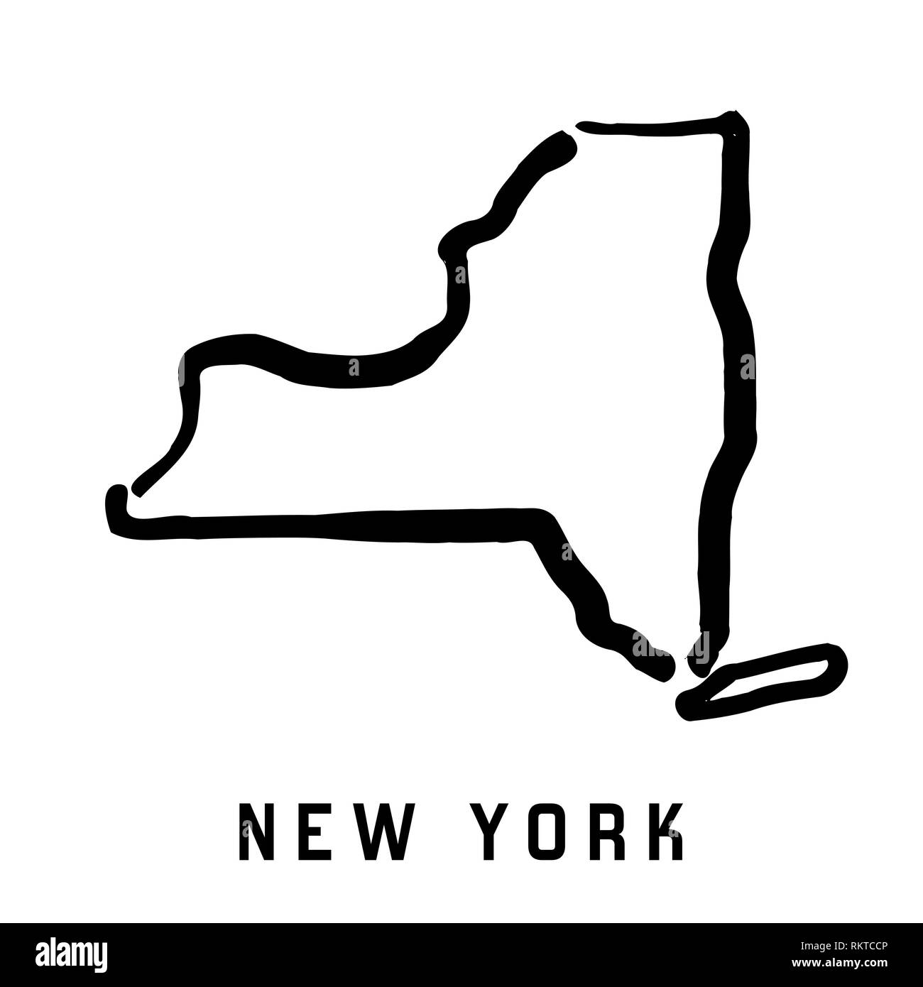 New York Simple Logo State Map Outline Smooth Simplified Us