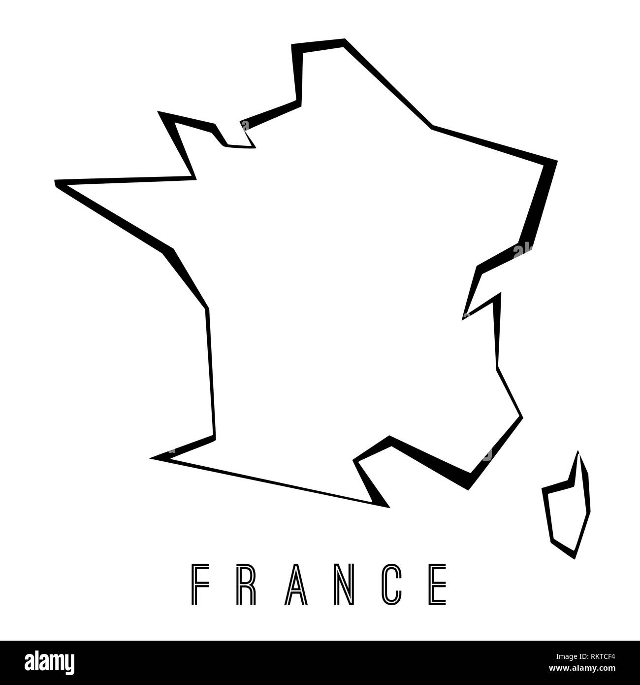 France map outline - country shape sharp polygonal geometric style vector. Stock Vector