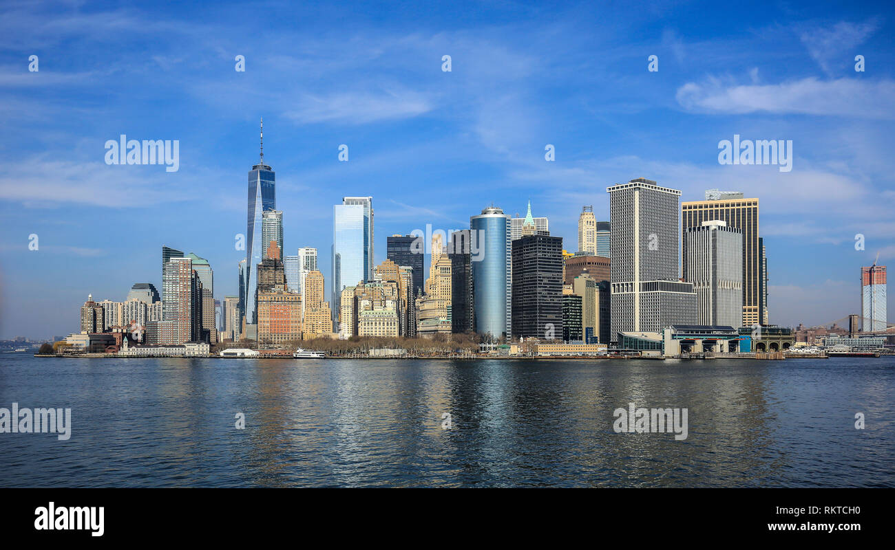 New York City, New York, United States of America - Skyline with the Freedom Tower, WTC World Trade Center, Manhattan, USA.  New York City, New York,  Stock Photo