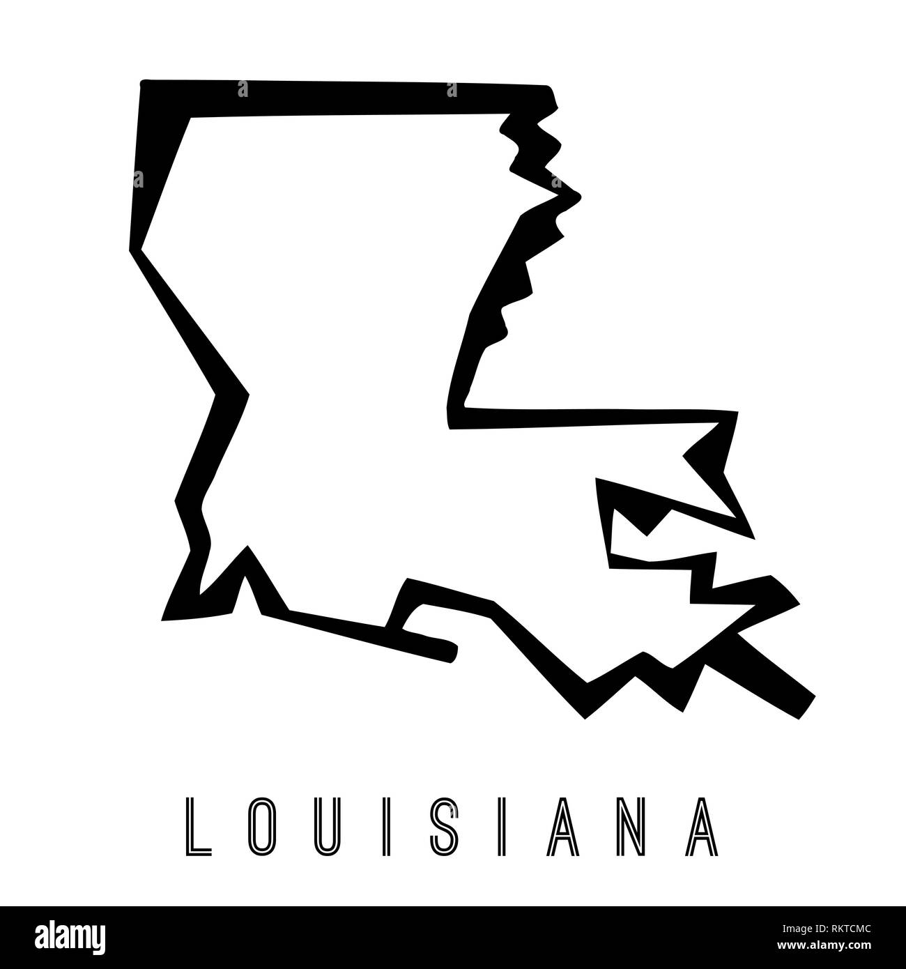 Lousiana map outline - US state shape sharp polygonal geometric style vector. Stock Vector