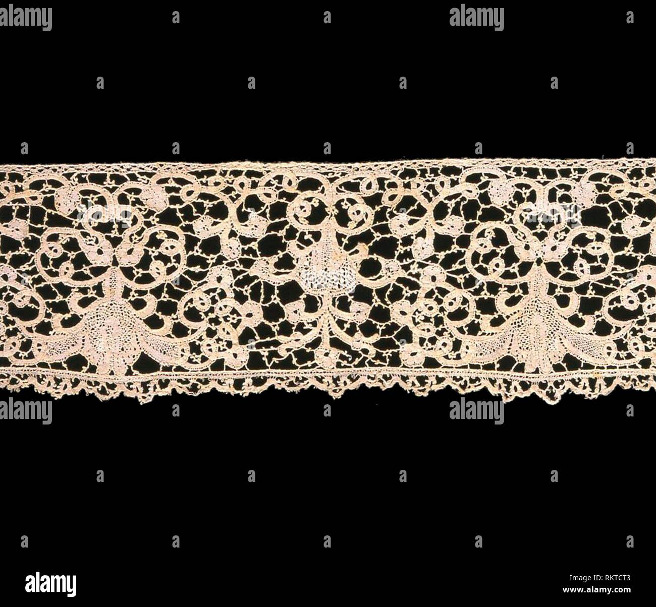 Border, Technique: tape lace, Tape lace mixed lace sample, floral vine;  mid-18th century Flemish., mid-18th century, lace, Border Stock Photo -  Alamy