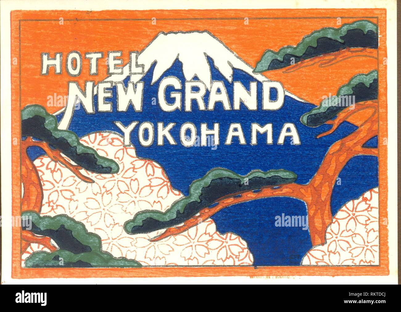 Luggage label for Hotel New Grand, Yokohama, Japan circa 1935 Stock
