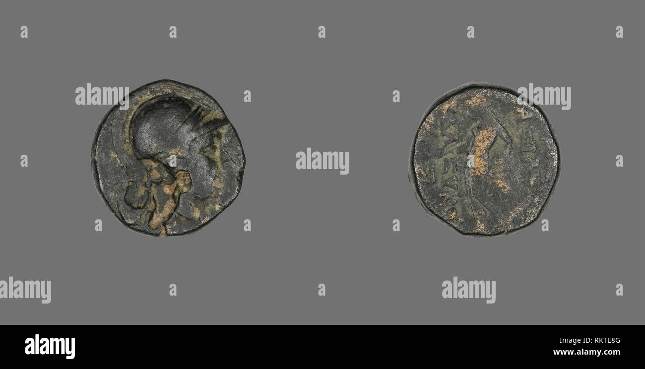 Coin Depicting the Goddess Athena - 246/226 BC - Greek - Artist: Ancient Greek, Origin: Ancient Greece, Date: 246 BC–225 BC, Medium: Bronze, Stock Photo