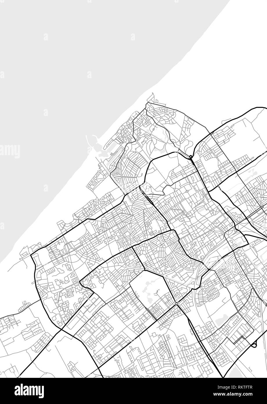 Vector city map of Hague in black and white Stock Vector