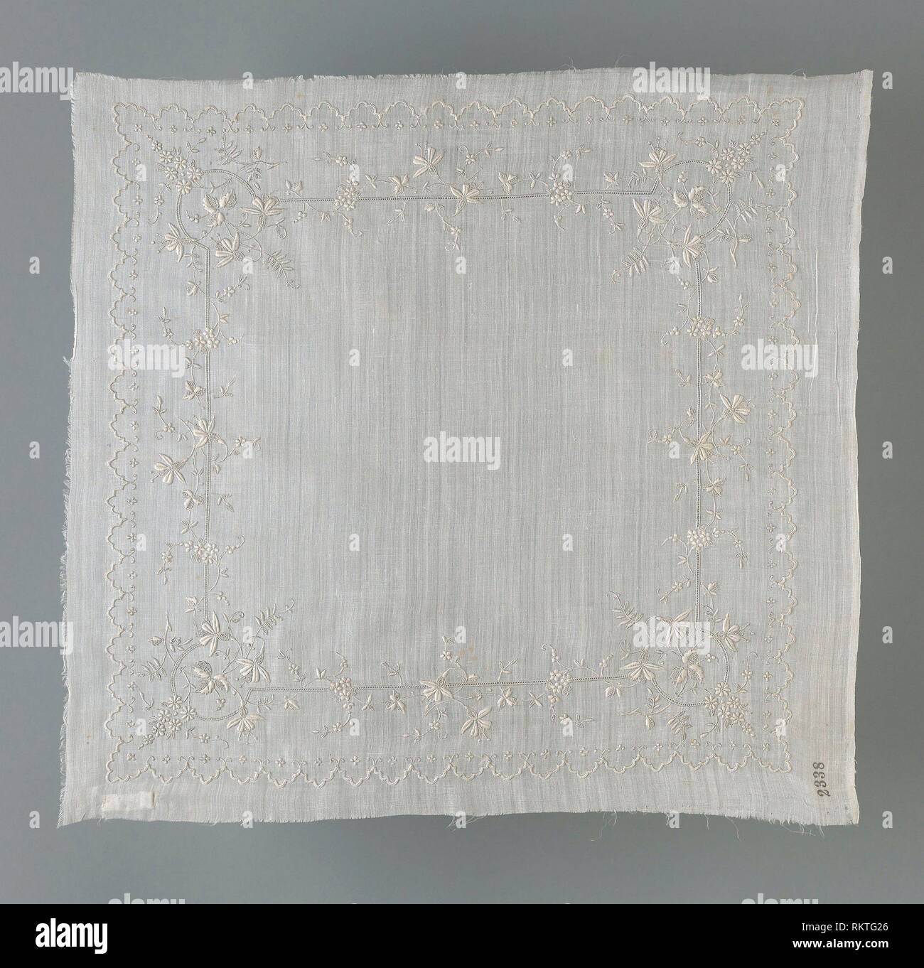 Handkerchief - 1892/1900 - Switzerland - Origin: Switzerland, Date: 1892-1900, Dimensions: 33.7 x 33.1 cm (13 1/4 x 13 in.) Stock Photo