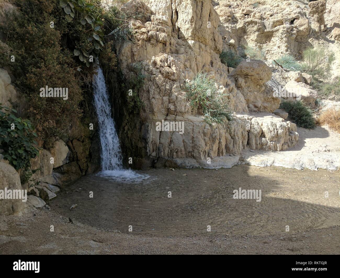 Waterfall at Ein Gedi, Israel Stock Photo