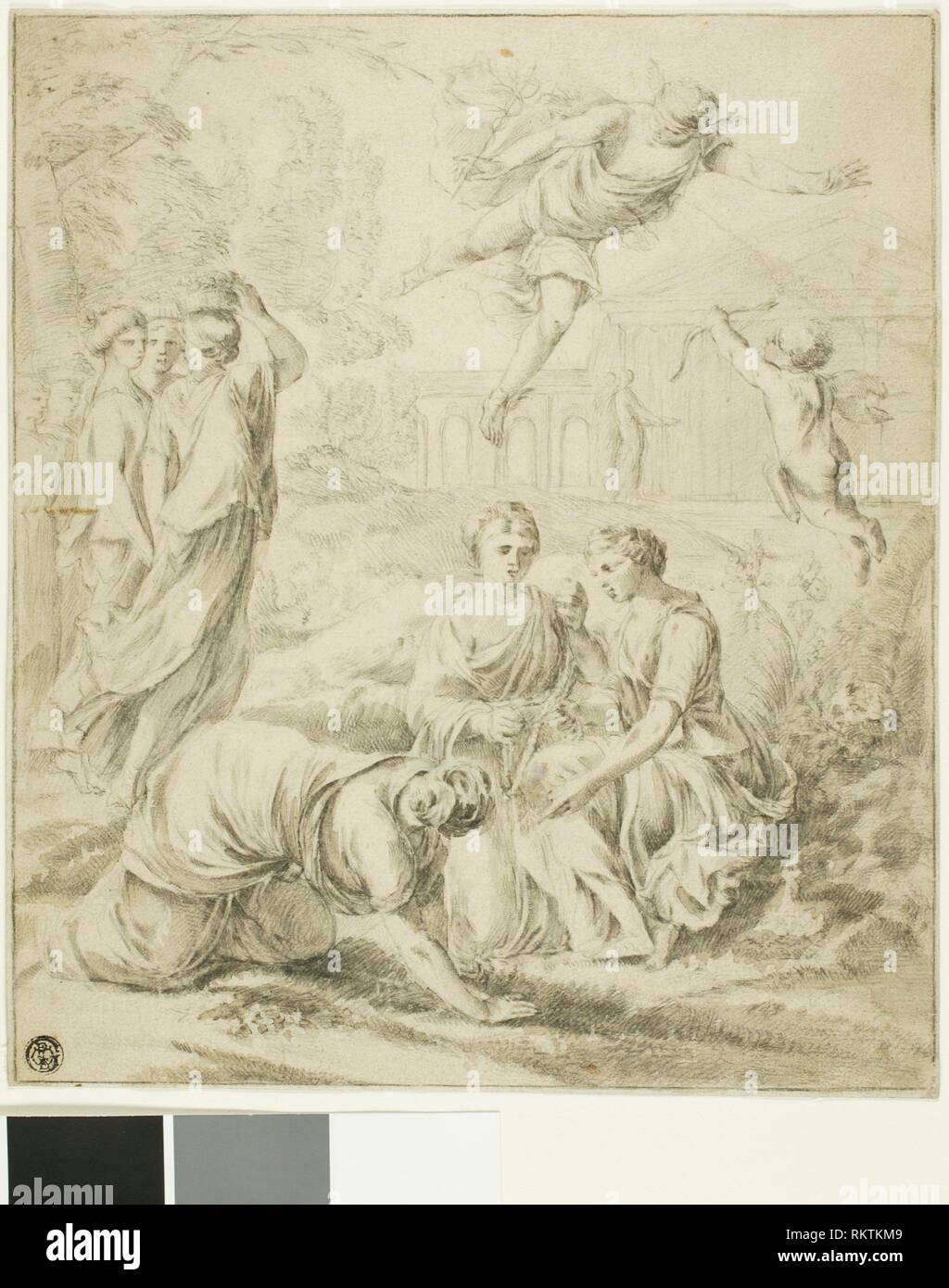 Study for Mercury and Herse - c. 1649 - Laurent de La Hyre French, 1606-1656 - Artist: Laurent de La Hyre, Origin: France, Date: 1644-1654, Medium: Stock Photo