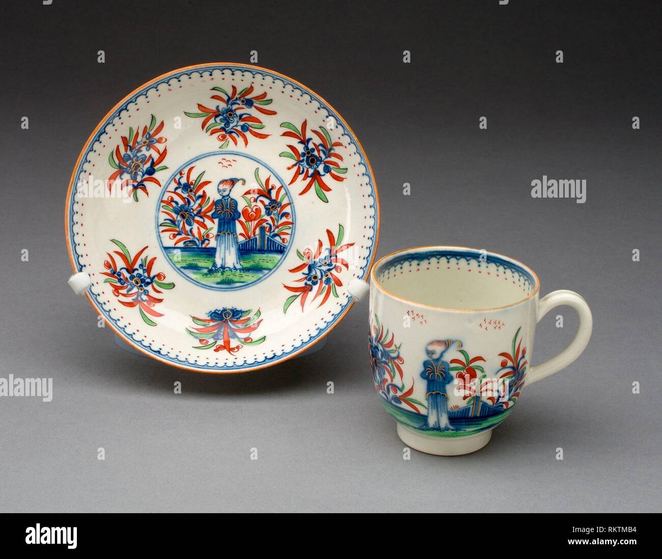 Teacup and Saucer About 1770 Worcester Porcelain Factory Worcester