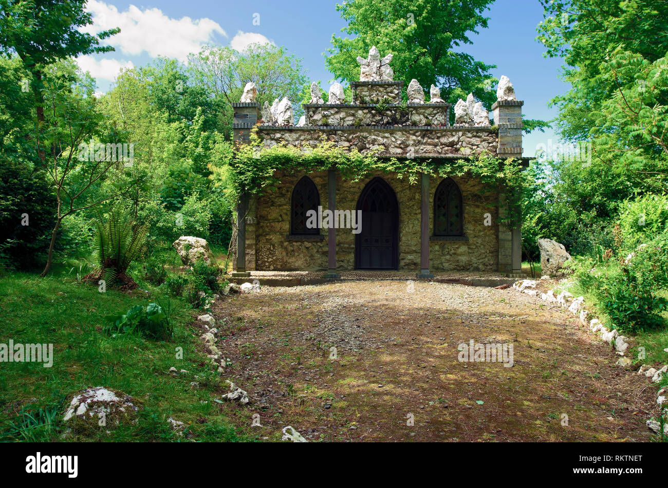 A summer view of Cilwendeg Shell House in Pembrokeshire, Wales. Stock Photo